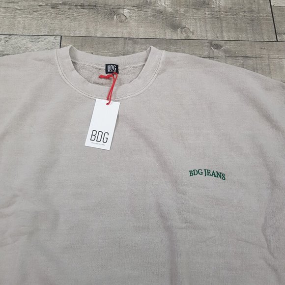 Urban Outfitters BDG Mens Sweatshirt Top Large Grey Embroidered Logo Crew BNWT - Picture 4 of 11